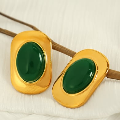 1 Pair Classic Series Retro Geometric Stainless Steel 18K Gold Plated Women Stud Earrings h5 Picture4
