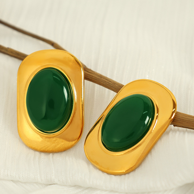 1 Pair Classic Series Retro Geometric Stainless Steel 18K Gold Plated Women Stud Earrings Picture4