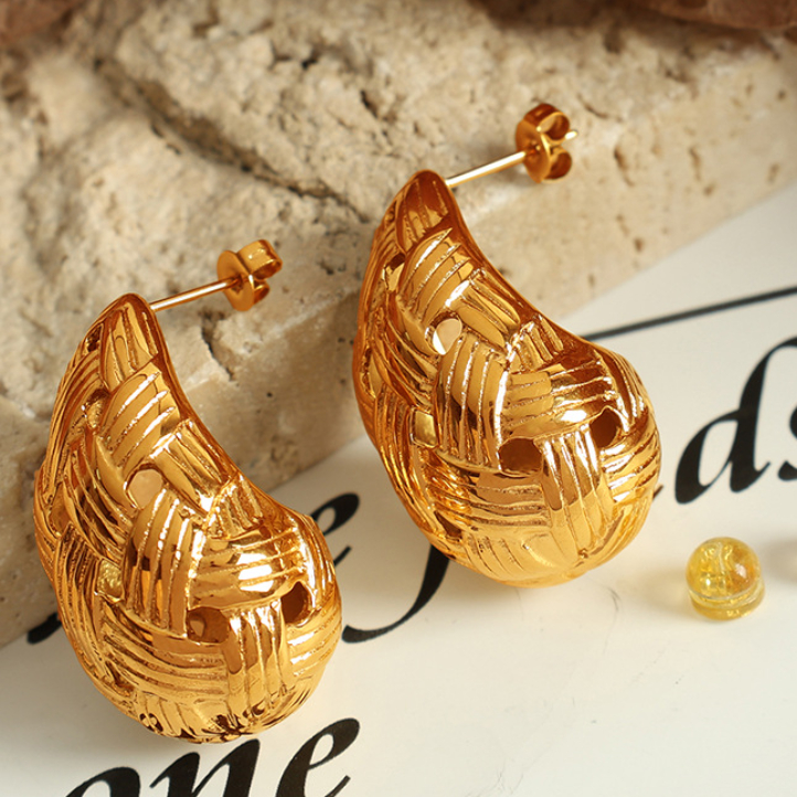 1 Pair Simple Series Simple Droplet Stainless Steel 18K Gold Plated Women Stud Earrings Picture3
