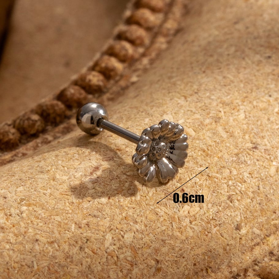 1 Paar Simple Series Simple Flower Titanstahl ohne Beschichtungsmaterial Damen Ohrstecker Bild4
