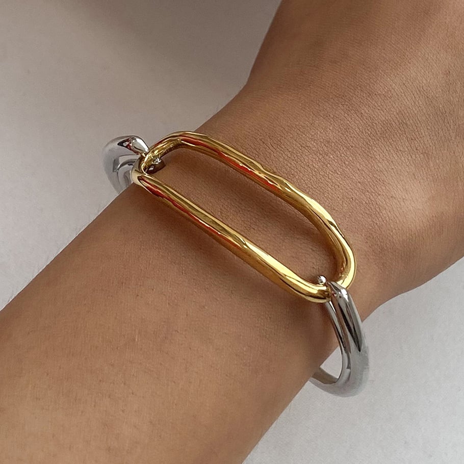 1 Piece Simple Series Europe and America Annular Stainless Steel 18K Gold Plated Women Bangles Picture6