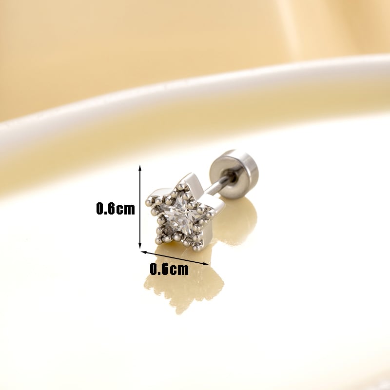 1 Pair Simple Series Classic Geometric Titanium Steel No Plating Material Zircon Women Stud Earrings Picture4