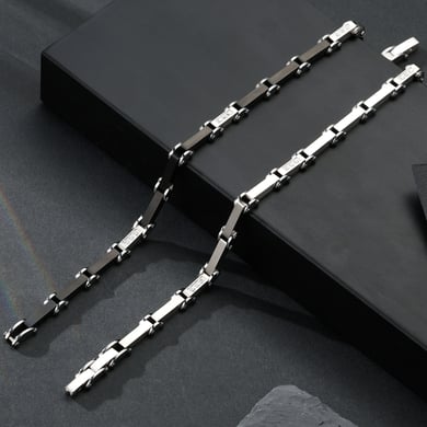 1 Paar einfache geometrische Herrenarmbänder aus Edelstahl der Simple-Serie h5 Bild5