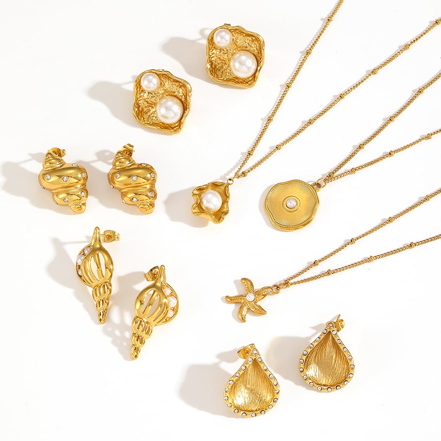 1 Paar Simple Series Light Luxus-Stil Schildkröte Edelstahl 18 Karat vergoldet Kunstperle Damen Ohrstecker Bild4