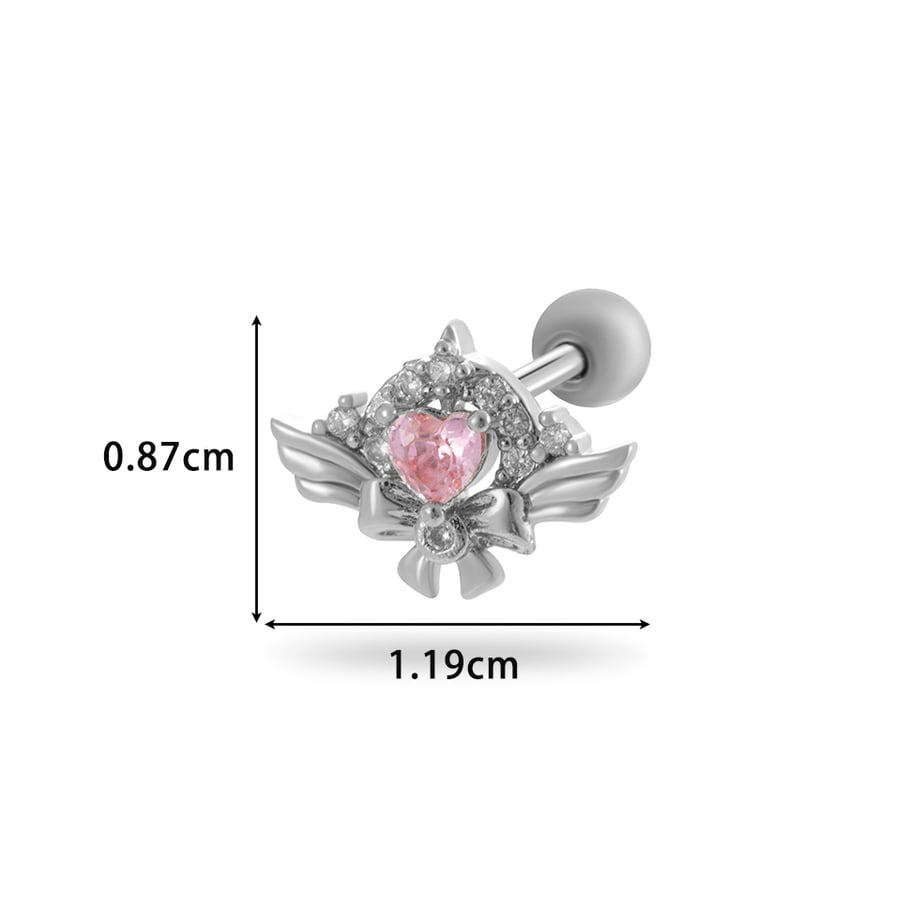 1 Pair Simple Series Classic Heart Titanium Steel No Plating Material Zircon Women Stud Earrings Picture8