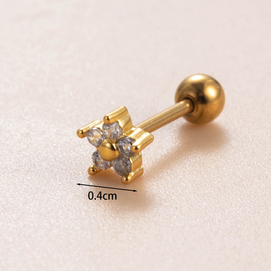 1 Pair Simple Series Simple Flower Copper No Plating Material Zircon Women Stud Earrings Picture6