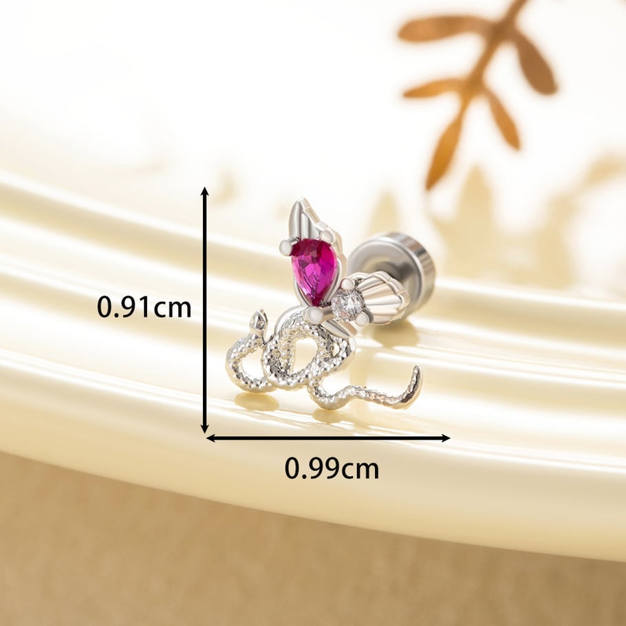 1 Pair Simple Series Classic Animal Titanium Steel No Plating Material Zircon Women Stud Earrings Picture7