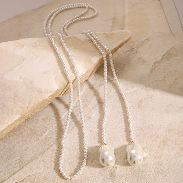 1 Piece Classic Series Elegant Beads Stainless Steel 18K Gold Plated Women Layered Necklaces 2