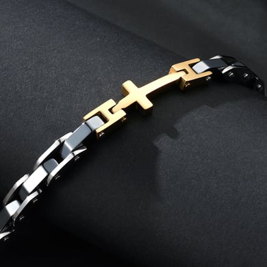 1 Paar Simple Series Simple Cross Edelstahl Herrenarmbänder h5 Bild6