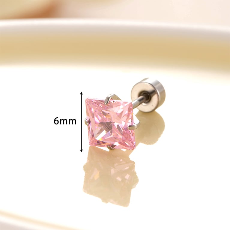 1 Pair Simple Series Simple Geometric Titanium Steel No Plating Material Zircon Women Stud Earrings Picture5