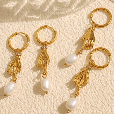 1 Pair Simple Series Simple Geometric Stainless Steel 18K Gold Plated Artificial Pearl Women Drop Earrings h5 Picture7