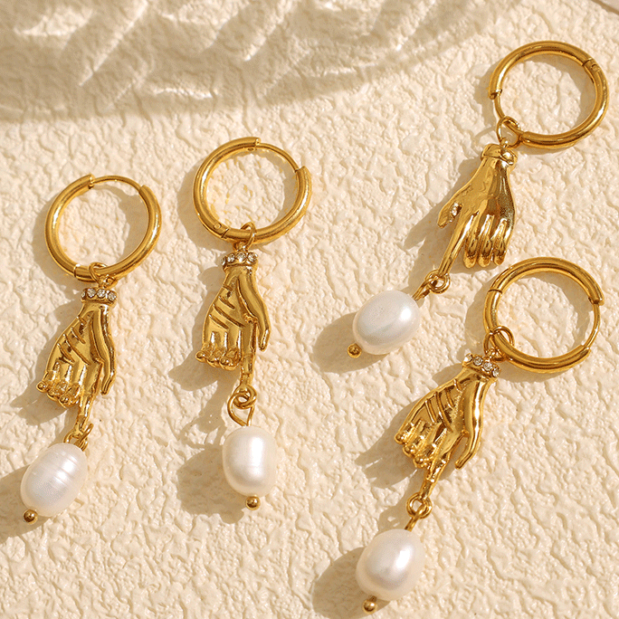 1 Pair Simple Series Simple Geometric Stainless Steel 18K Gold Plated Artificial Pearl Women Drop Earrings Picture7