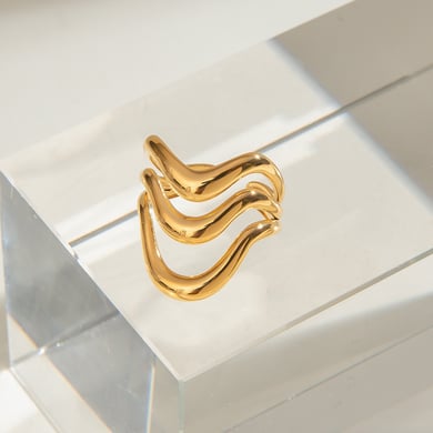1 Piece Simple Series Casual Geometric Stainless Steel   Gold Color  Women's Adjustable Rings h5 Picture6