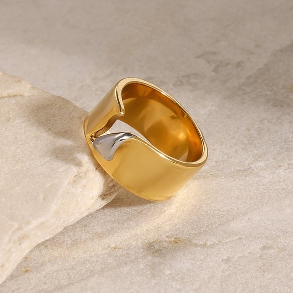 1 Pair Simple Series Daily Geometric Stainless Steel 18K Gold Plated Women Single Rings
