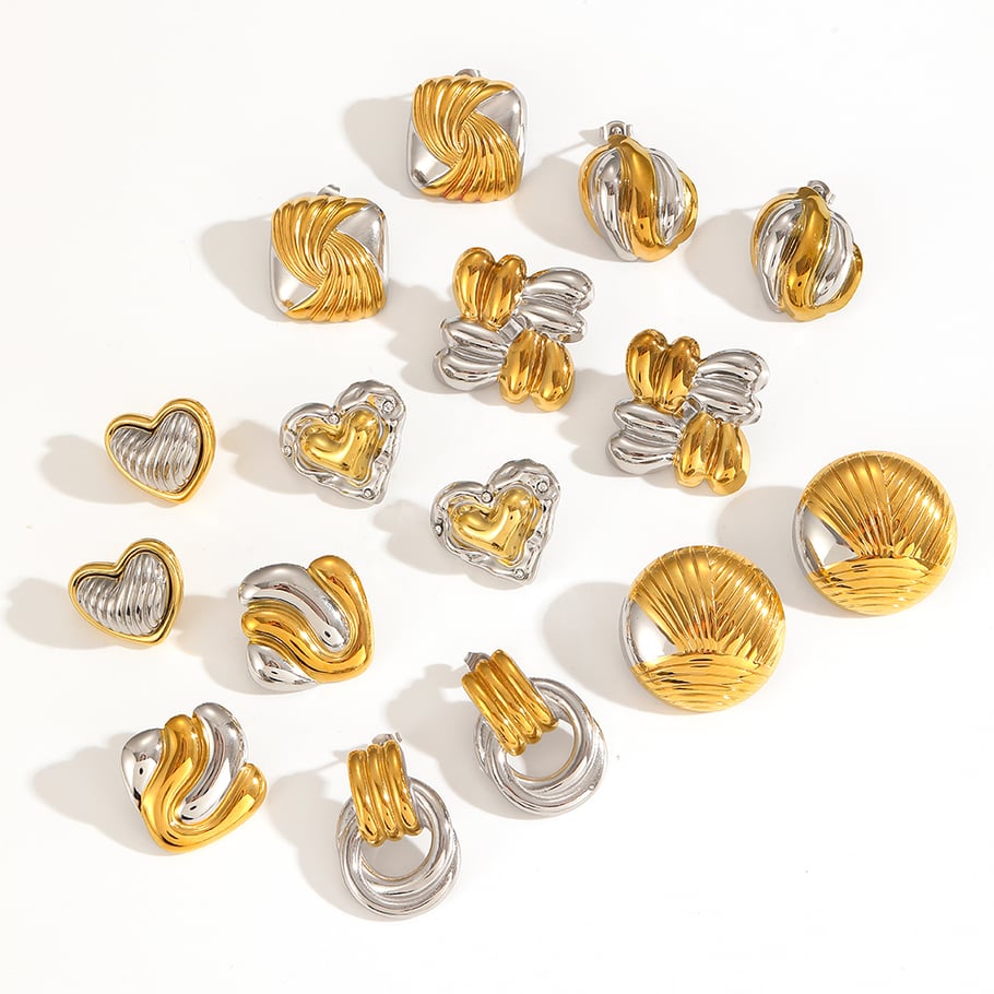 1 Paar Ohrstecker im geometrischen Stil der Classic-Serie aus Edelstahl mit 18 Karat Vergoldung für Damen Bild4