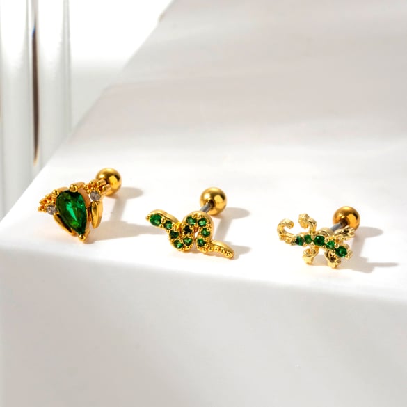 1 paio di orecchini a bottone da donna in acciaio al titanio con animali classici della serie semplice, senza placcatura, con zircone