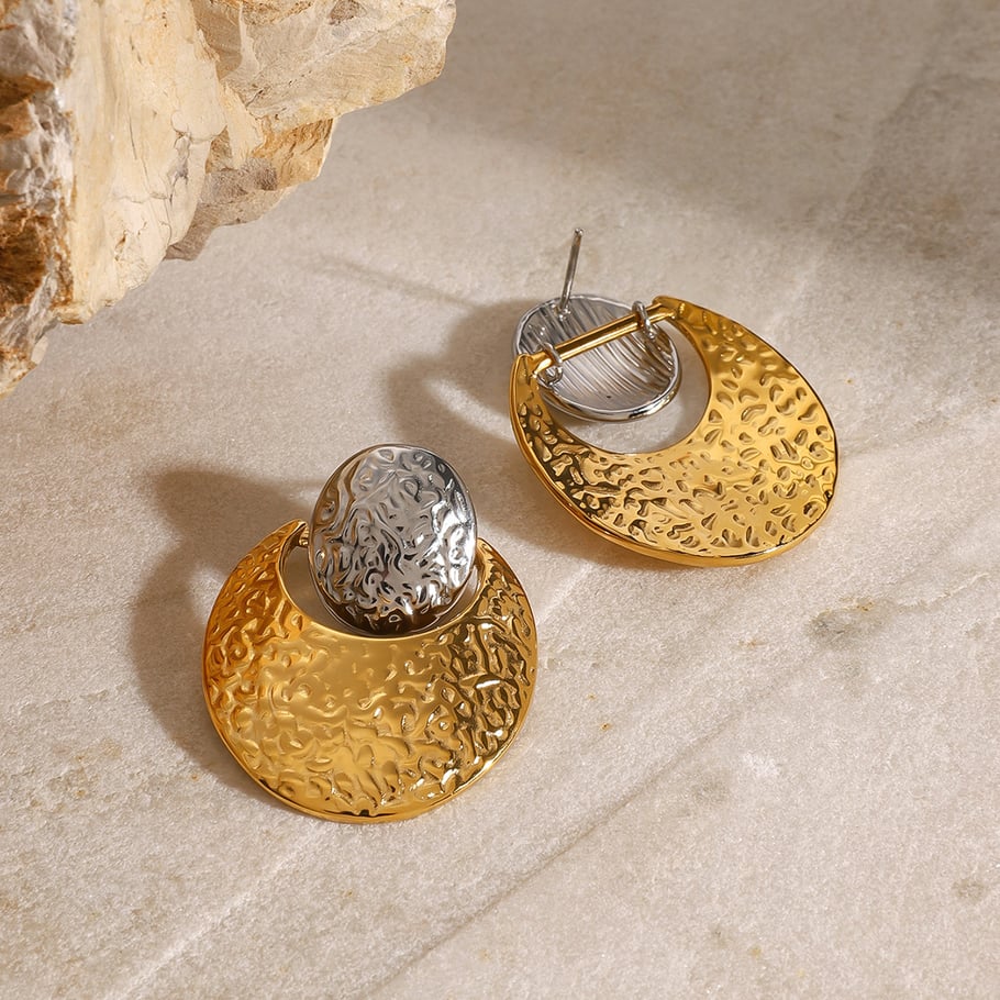 1 Pair Simple Series Europe and America round Stainless Steel 18K Gold Plated Women Stud Earrings Picture5