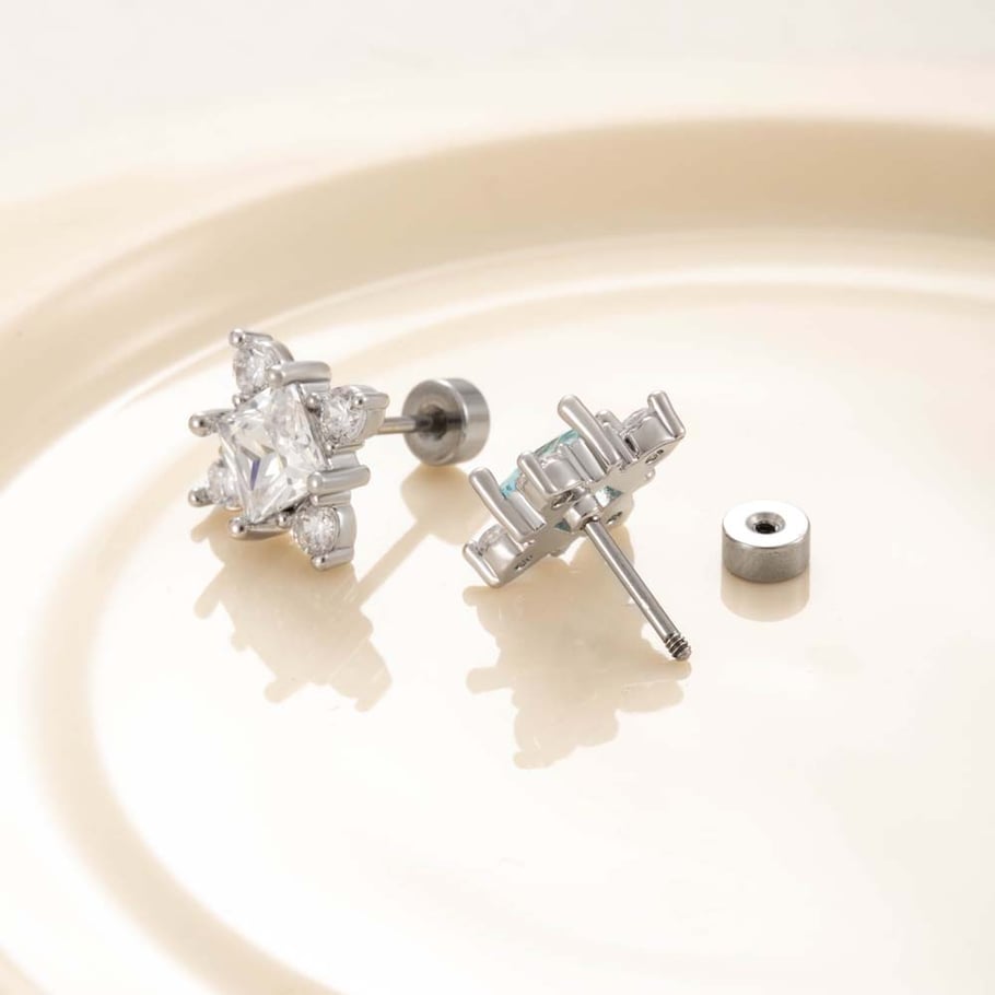 1 Pair Simple Series Simple Geometric Titanium Steel No Plating Material Zircon Women Stud Earrings Picture8