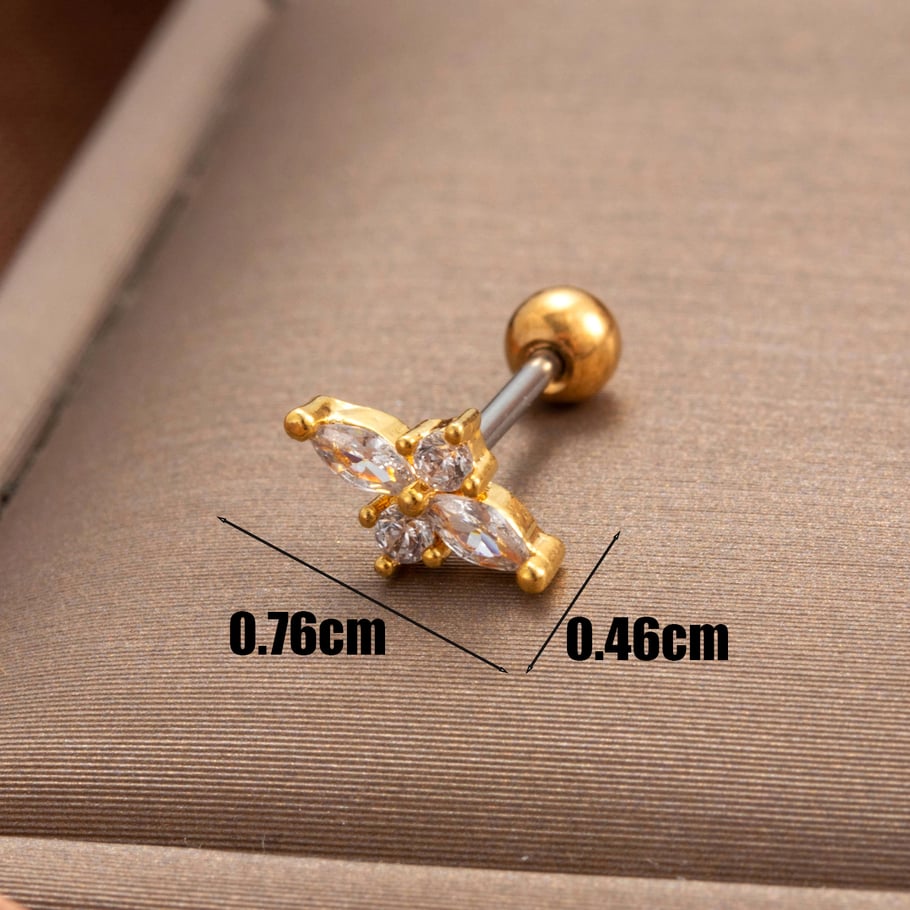 1 Pair Simple Series Classic Flower Copper No Plating Material Zircon Women Stud Earrings Picture5