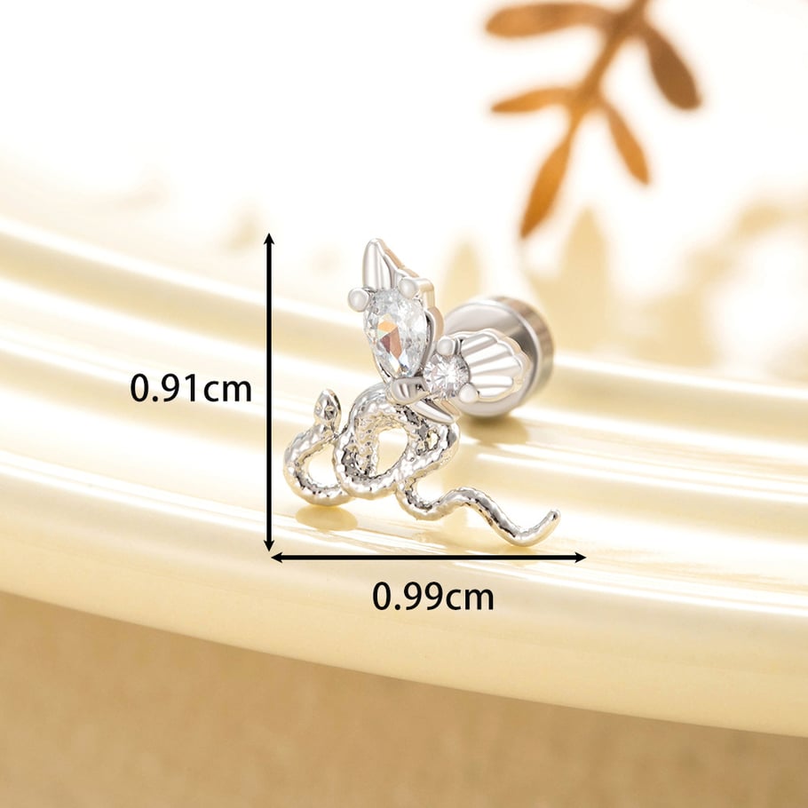 1 Pair Simple Series Classic Animal Titanium Steel No Plating Material Zircon Women Stud Earrings Picture3