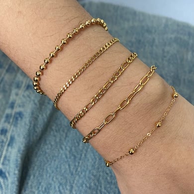 1 Piece Simple Series Europe and America line Stainless Steel 18K Gold Plated Women Chain Bracelets h5 Picture5