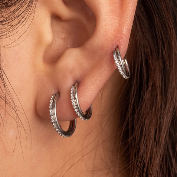 1 Pair Simple Series Classic Geometric Titanium Steel No Plating Material Zircon Women Hoop Earrings