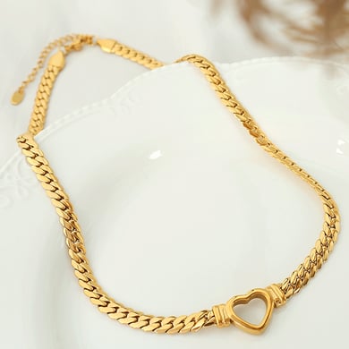 1 Pair Small design simple light luxury personality love necklace female trend fashion titanium steel gold-plated Cuban necklace women's pendant necklace h5 Picture8