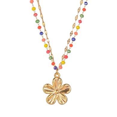 1 pezzo semplice serie classica sole/luna acciaio inossidabile placcato oro 18 carati collane a strati da donna h5 Immagine5
