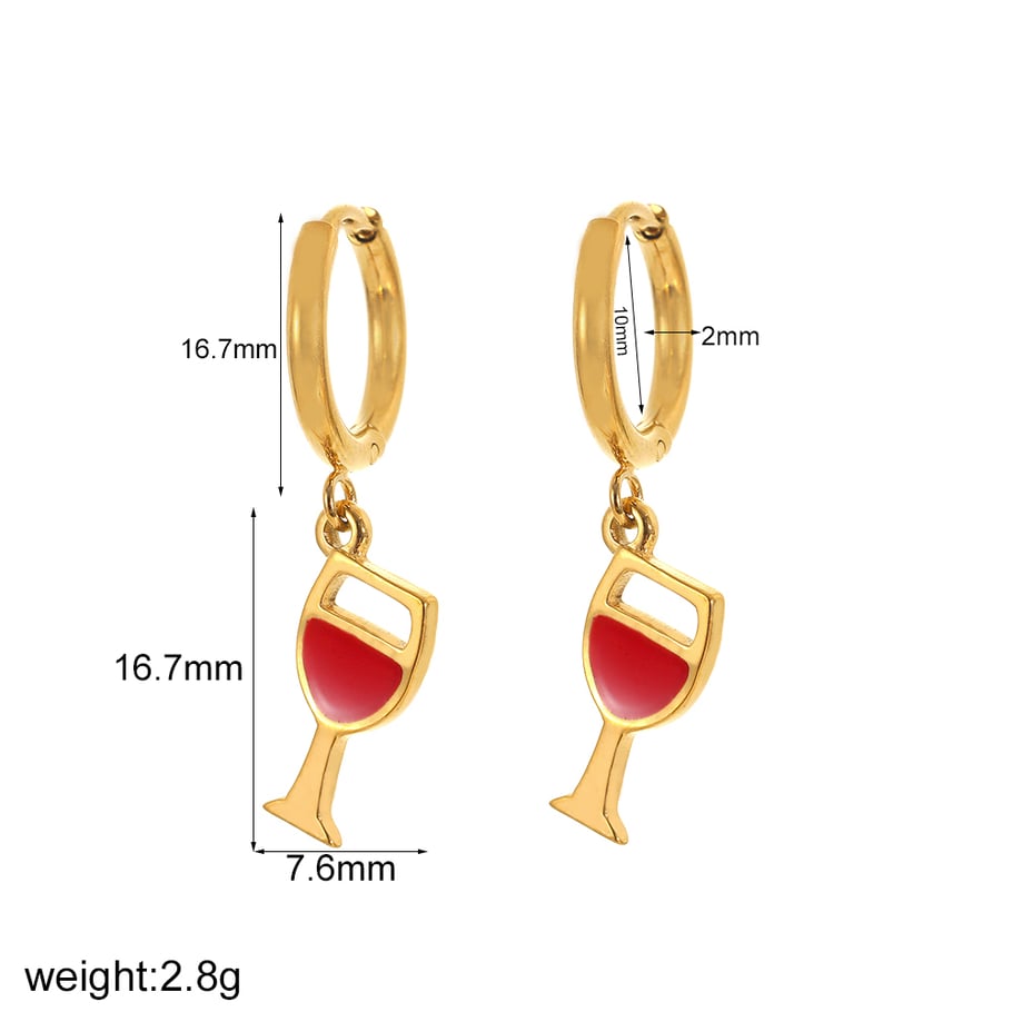 1 Pair Simple Series Daily Heart Stainless Steel 18K Gold Plated Women Hoop Earrings Picture7