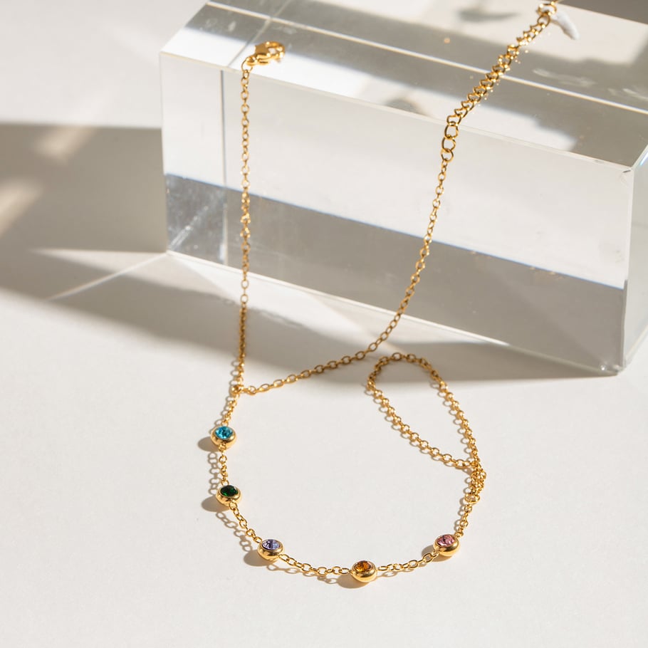 1 Piece Luxurious Series Sweet line Stainless Steel 18K Gold Plated Rhinestone Women Chain Bracelets Picture6