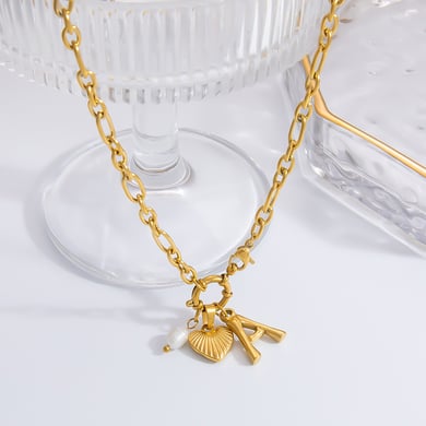 1 Piece Romantic Series Retro Heart Stainless Steel 18K Gold Color Plated Rhinestone Women's Pendant Necklaces h5 Picture6