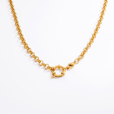 Collar de cadena para mujer, serie simple, clásico, de acero inoxidable de color sólido, chapado en oro de 18 quilates. h5 Imagen11