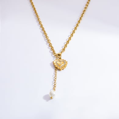1 Piece Luxurious Series Elegant Heart Stainless Steel 18K Gold Color Plated Artificial Pearl Women's Pendant Necklaces h5 Picture8