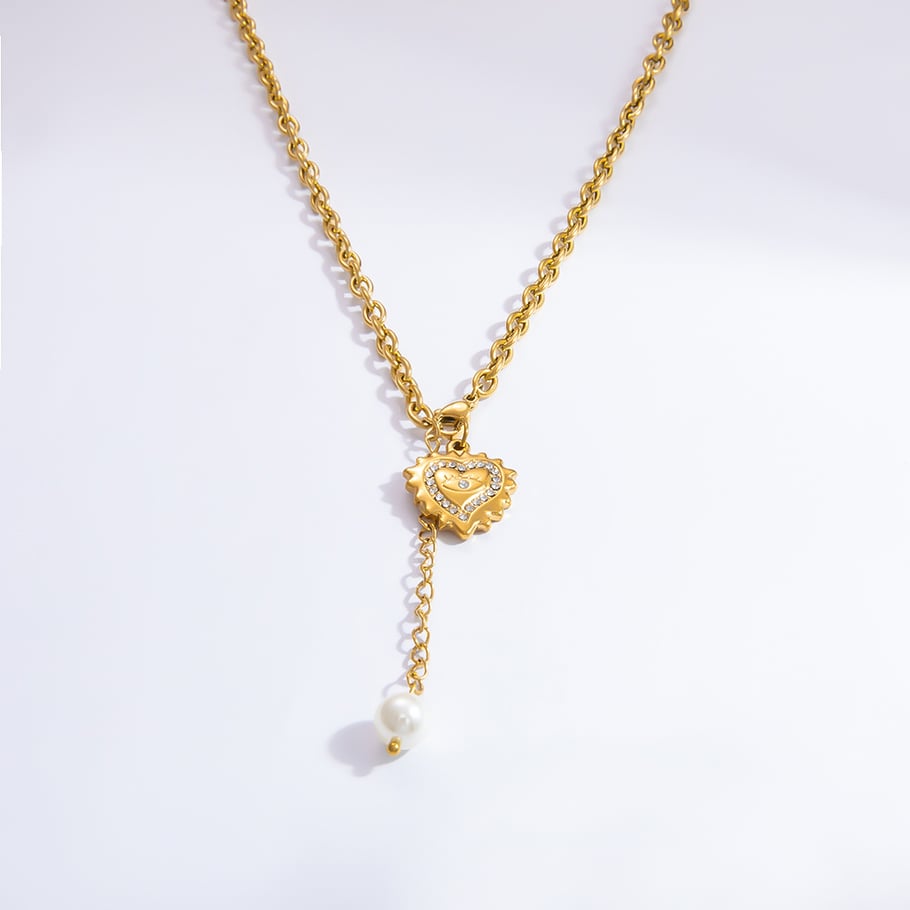 1 Piece Luxurious Series Elegant Heart Stainless Steel 18K Gold Color Plated Artificial Pearl Women's Pendant Necklaces Picture8