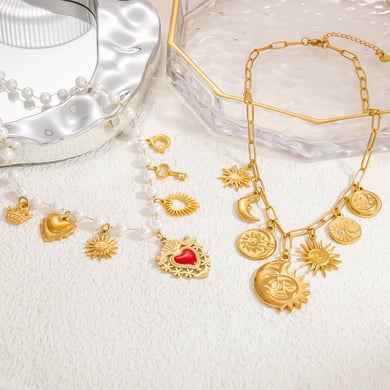 1 Piece Luxurious Series Elegant Heart Stainless Steel 18K Gold Color Plated Artificial Pearl Women's Pendant Necklaces h5 Picture3