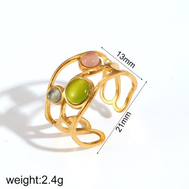1 Pair Simple Series Daily Geometric Stainless Steel 18K Gold Plated Women Adjustable Rings h5 Picture6