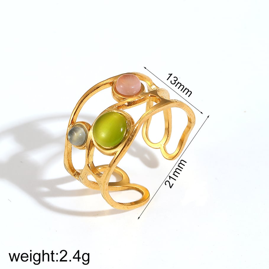 1 Pair Simple Series Daily Geometric Stainless Steel 18K Gold Plated Women Adjustable Rings Picture6