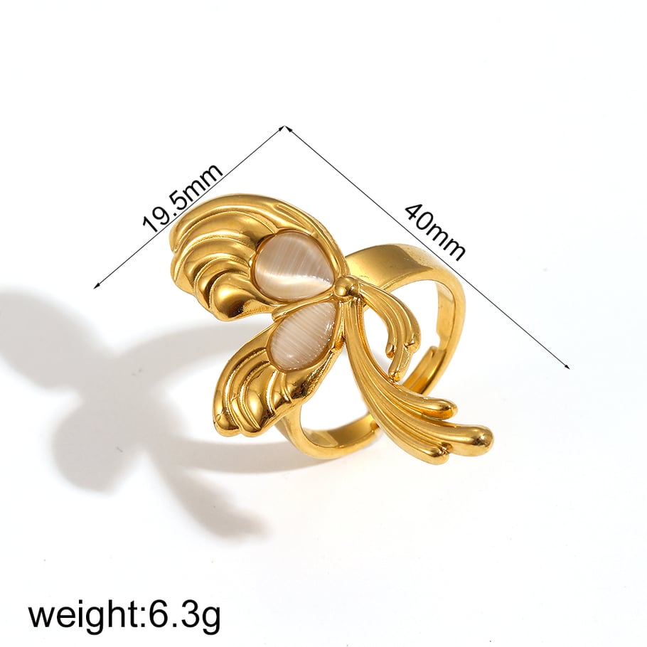 1 Pair Simple Series Daily Geometric Stainless Steel 18K Gold Plated Women Adjustable Rings Picture7