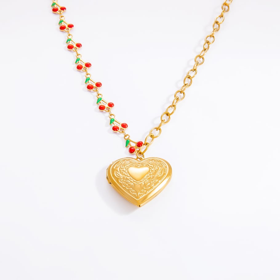 1 Piece Romantic Series Sweet Heart Stainless Steel 18K Gold Color Plated Glass Women's Pendant Necklaces Picture12