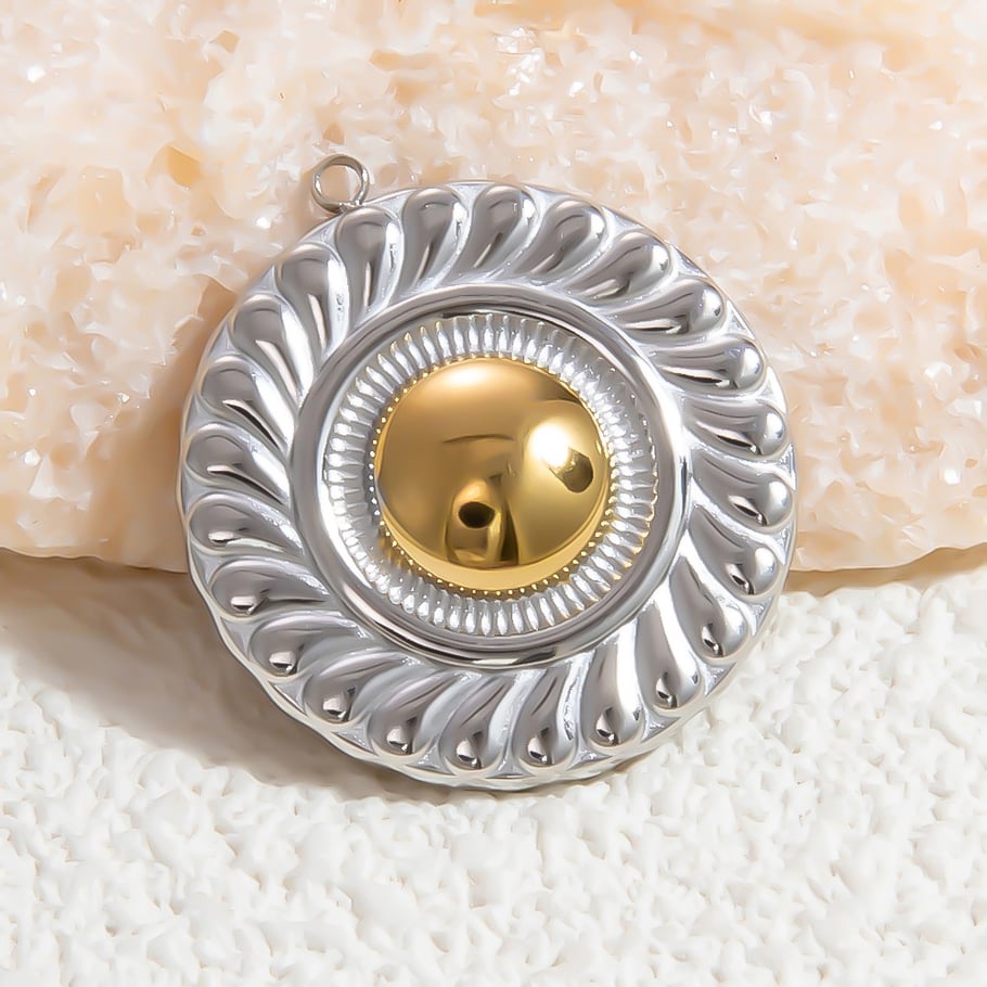 1 paio di pendenti da donna in acciaio inossidabile geometrico retrò della serie classica placcati in oro 18 carati Immagine10