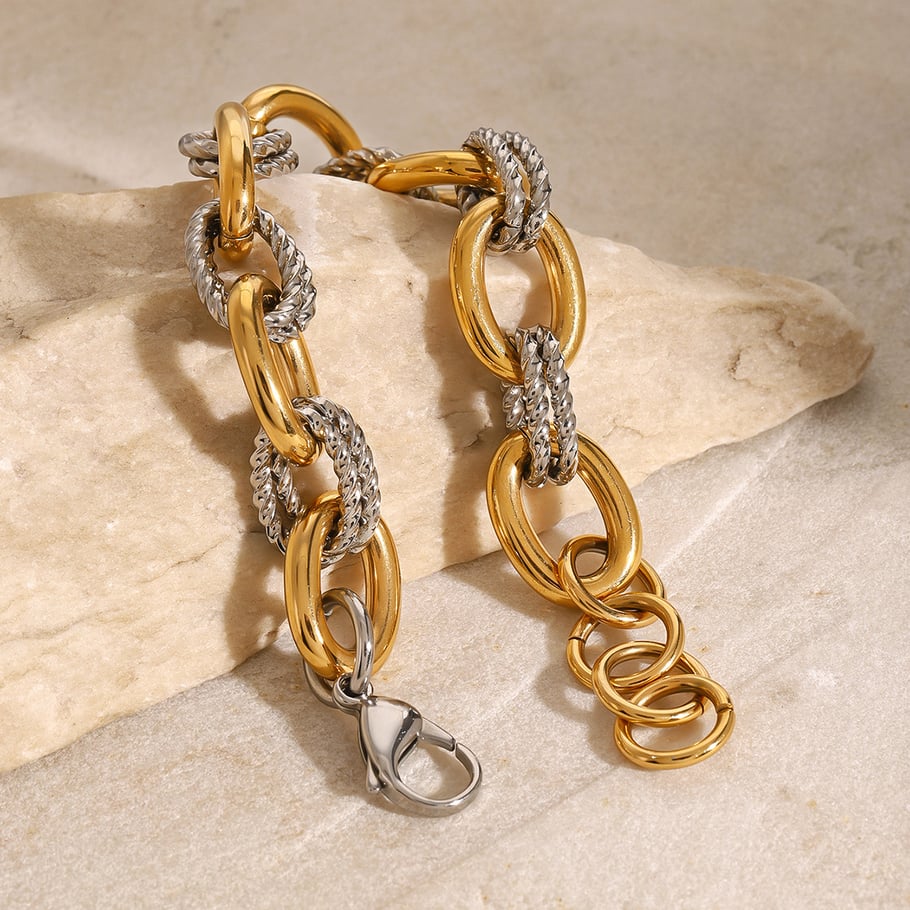 1 Piece Simple Series Daily Annular Stainless Steel 18K Gold Plated Women Chain Bracelets Picture5