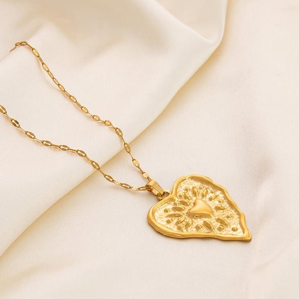 1 Piece Classic Series Elegant Heart Stainless Steel 18K Gold Color Plated Women's Pendant Necklaces 2