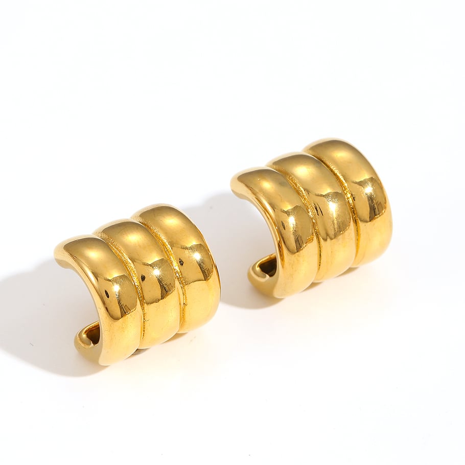 1 Pair Simple Series Daily Geometric Stainless Steel 18K Gold Plated Women Stud Earrings Picture5