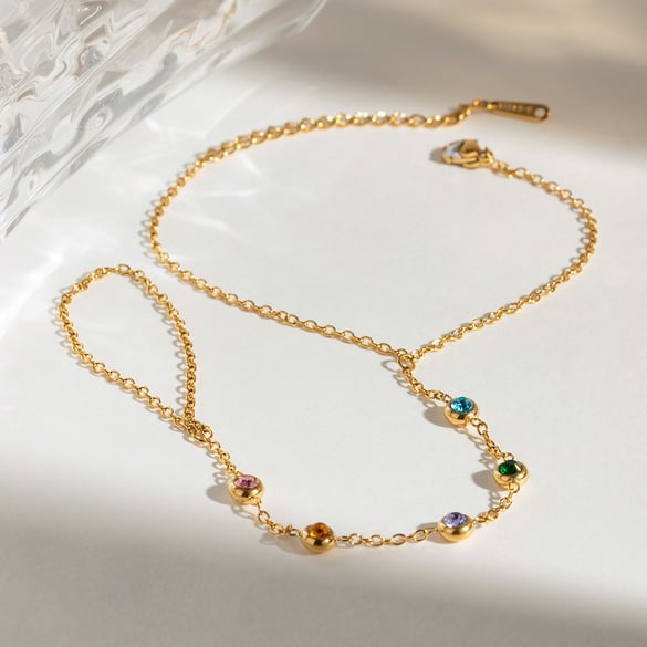 1 pezzo di lusso serie dolce linea acciaio inossidabile placcato oro 18 carati strass donne catena bracciali