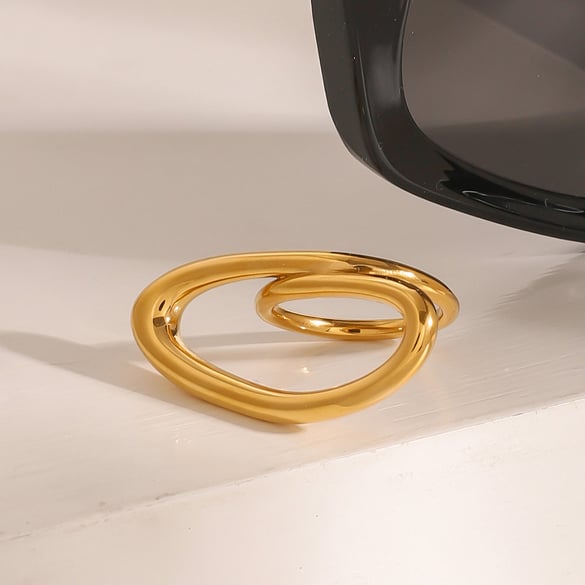 1 Paar Simple Series Simple Line Edelstahl 18 Karat vergoldet Damen Einzelringe