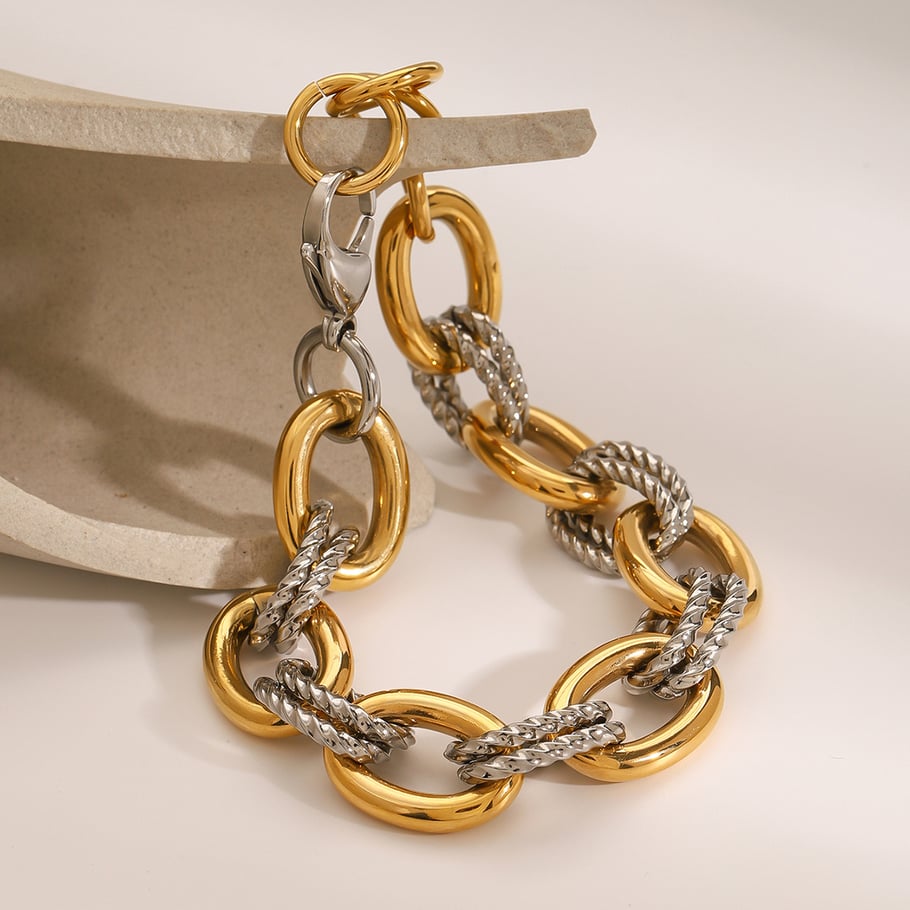 1 Piece Simple Series Daily Annular Stainless Steel 18K Gold Plated Women Chain Bracelets Picture6