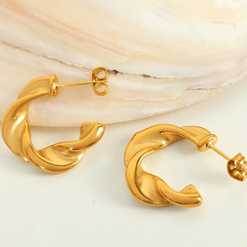 1 Pair Simple Series Classic Geometric Stainless Steel 18K Gold Plated Women Hoop Earrings Picture6
