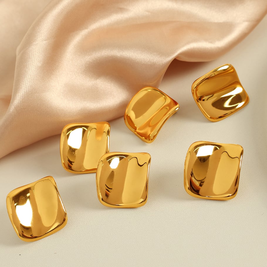 1 Pair Simple Series Glossy Stainless Steel 18K Gold Color Plated Women's Stud Earrings Picture3