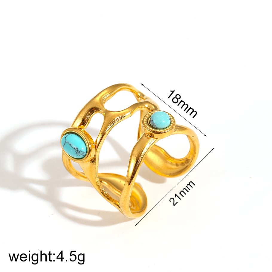1 Pair Simple Series Daily Geometric Stainless Steel 18K Gold Plated Women Adjustable Rings Picture8