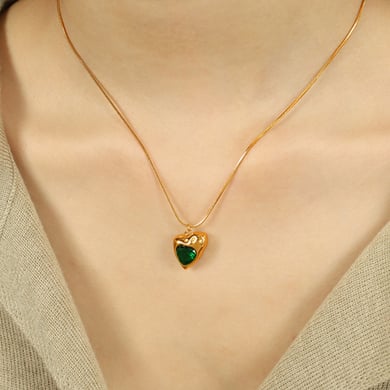 1 Piece Simple Series Retro Heart Stainless Steel 18K Gold Plated Zircon Women Pendant Necklaces h5 Picture8